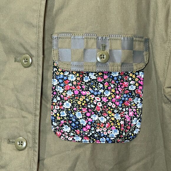 Vans X Liberty Boxy Button Up Oversized Brush Cotton Jacket Green Women's Medium - Picture 6 of 11